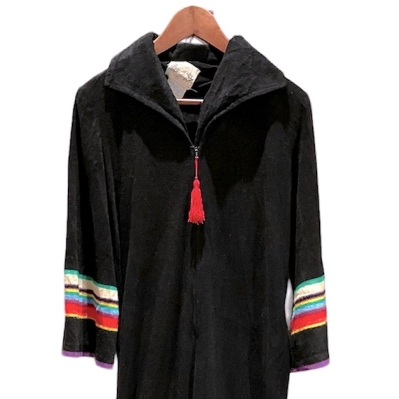 Vintage 70s Sears Long Maxi House Robe Pride Rainbow Zipper Pockets Medium - Picture 3 of 8